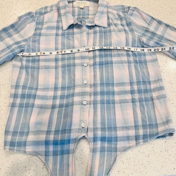 Cloth & Stone by Anthropologie Plate button Down Shirt tie front, size M - Picture 3 of 6